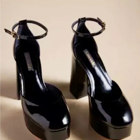 Anthropologie Larroude Ari Maryjane Pump Platform Black Patent Leather - Picture 4 of 8